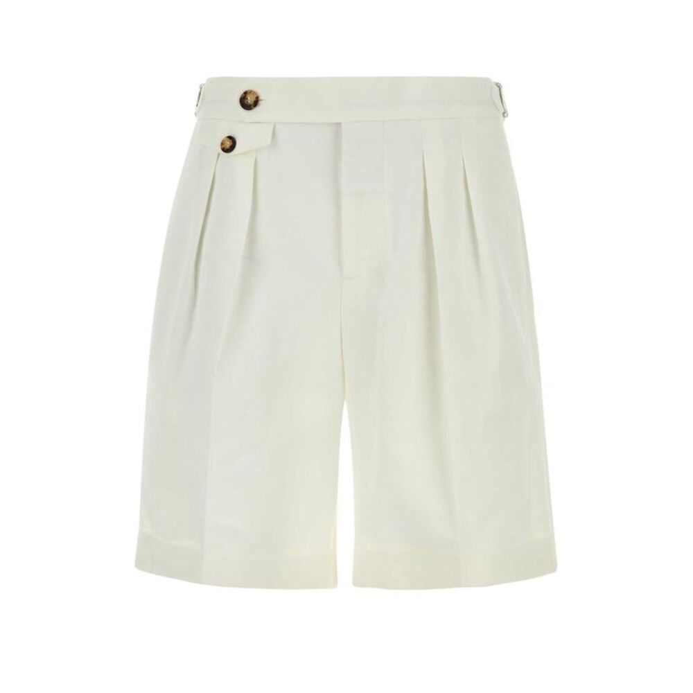 Brunello Cucinelli Men White Cotton Blend Bermuda Shorts
